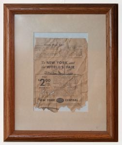 Coupon for the 1939 World's Fair on display at The City Reliquary Museum.