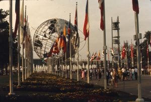 View of the Unisphere, at the 1964/65 World's Fair, 1965.