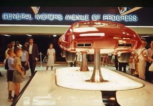 One of General Motor's " Concept Cars" inside the General Motors Pavilion, 1964.
