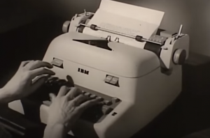 Still from a 1960s advertisment for an IBM electric typewriter