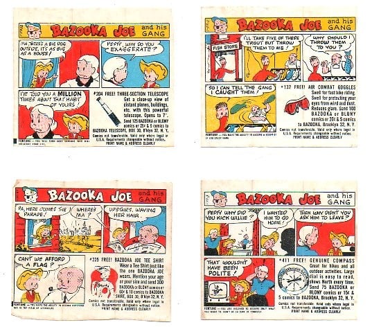 Bazooka Joe comics on bubblegum wrappers