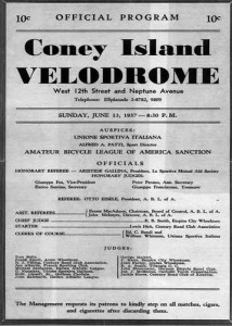 Coney Island Velodrome Program
