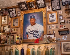 A portion of The City Reliquary Museum's Jackie Robinson collection on display