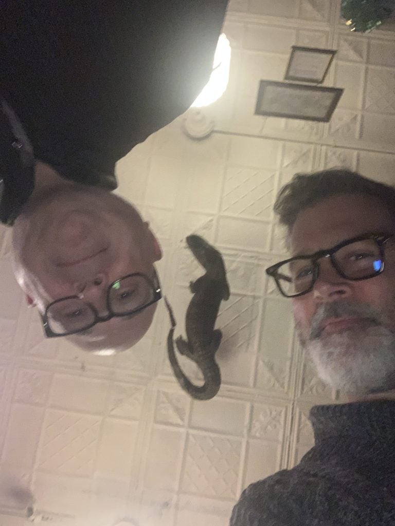 Michael & Dave selfie, below alligator
