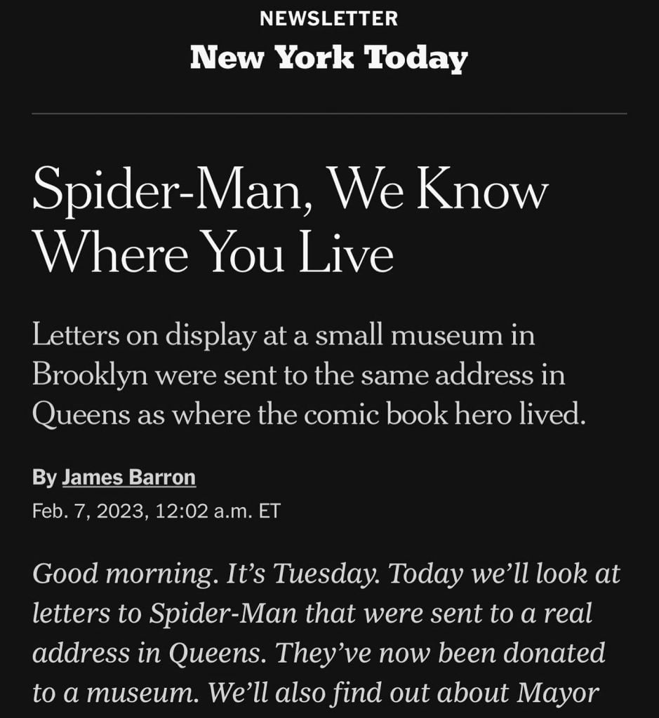 Spider-Man, We Know Where You Live - The New York Times